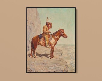 Charles Schreyvogel - The Scout - Print as Rolled, Stretched or Framed Canvas, Rolled Paper Print + Free Shipping