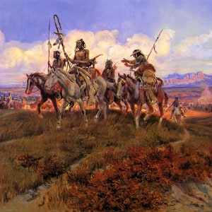 The Wolfmen by Charles M Russell Western Giclee Art Print as Rolled, Stretched or Framed Canvas, Rolled Paper Art Print + Free Shipping