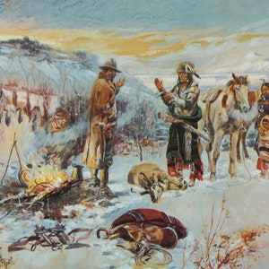 The Wolfer&#39;s Camp by Charles M Russell Western Giclee Art Print as Rolled, Stretched or Framed Canvas, Rolled Paper Print + Free Shipping