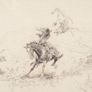 Right then&#39;s Where the Ball Opens by Charles M Russell as Rolled, Stretched or Framed Canvas, Rolled  Paper Art Print + Free Shipping