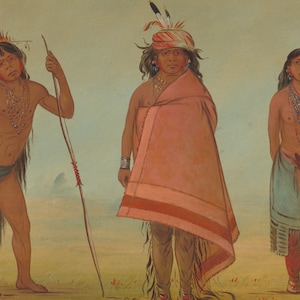 George Catlin Cochimtee Chief, His Wife, and a Warrior Stretched Gallery Wrap Canvas, Framed Canvas or Framed Art Print + Free Shipping