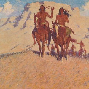 A Sign of Friendship by Frederic Remington Western Giclee Art Print as Rolled, Stretched or Framed Canvas, Rolled Paper Prints Free Shipping