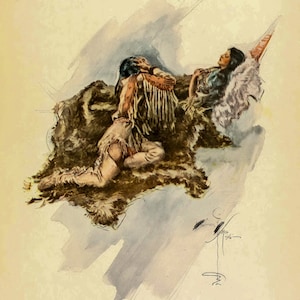 Indian Woman from The Song of Hiawatha 1906 as Rolled, Stretched or Framed Canvas or Rolled or Framed Art Print + Free Shipping
