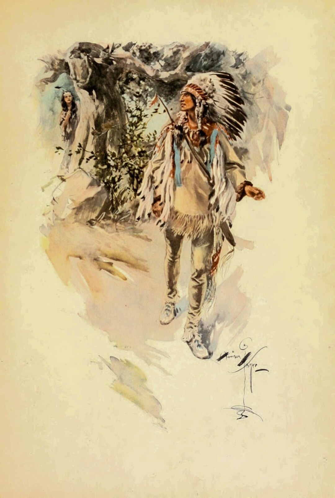 Indian From the Song of Hiawatha 1906 Available as Rolled