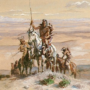 Indian War Party (Detail) by Charles M Russell Giclee Art Print as Rolled, Stretched or Framed Canvas, Rolled Paper Print + Free Shipping