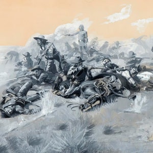 Custer&#39;s Last Stand by Charles M Russell Western Giclee Print as Rolled, Stretched or Framed Canvas, Rolled Paper Art Print + Free Shipping