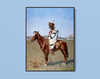 Frederic Remington - Un indio Blackfoot - Impresión en lienzo enrollado, estirado o enmarcado, impresión en papel enrollado + Envío gratis