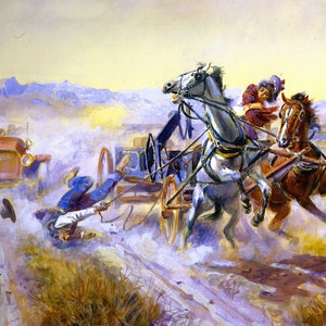 An Old Story by Charles M Russell Western Giclee Art Print as Rolled, Stretched or Framed Canvas, Rolled Paper Art Print + Free Shipping