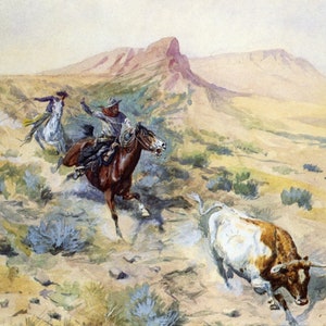 The Herd Quitter by Charles Marion Russell Western Giclee Art Print as Rolled, Stretched or Framed Canvas, Rolled Paper Print Free Shipping