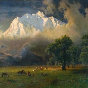 Mount Adams, Washington by Albert Bierstadt Giclee Art Print as Rolled, Stretched or Framed Canvas, Rolled or Framed Art Print Ships Free