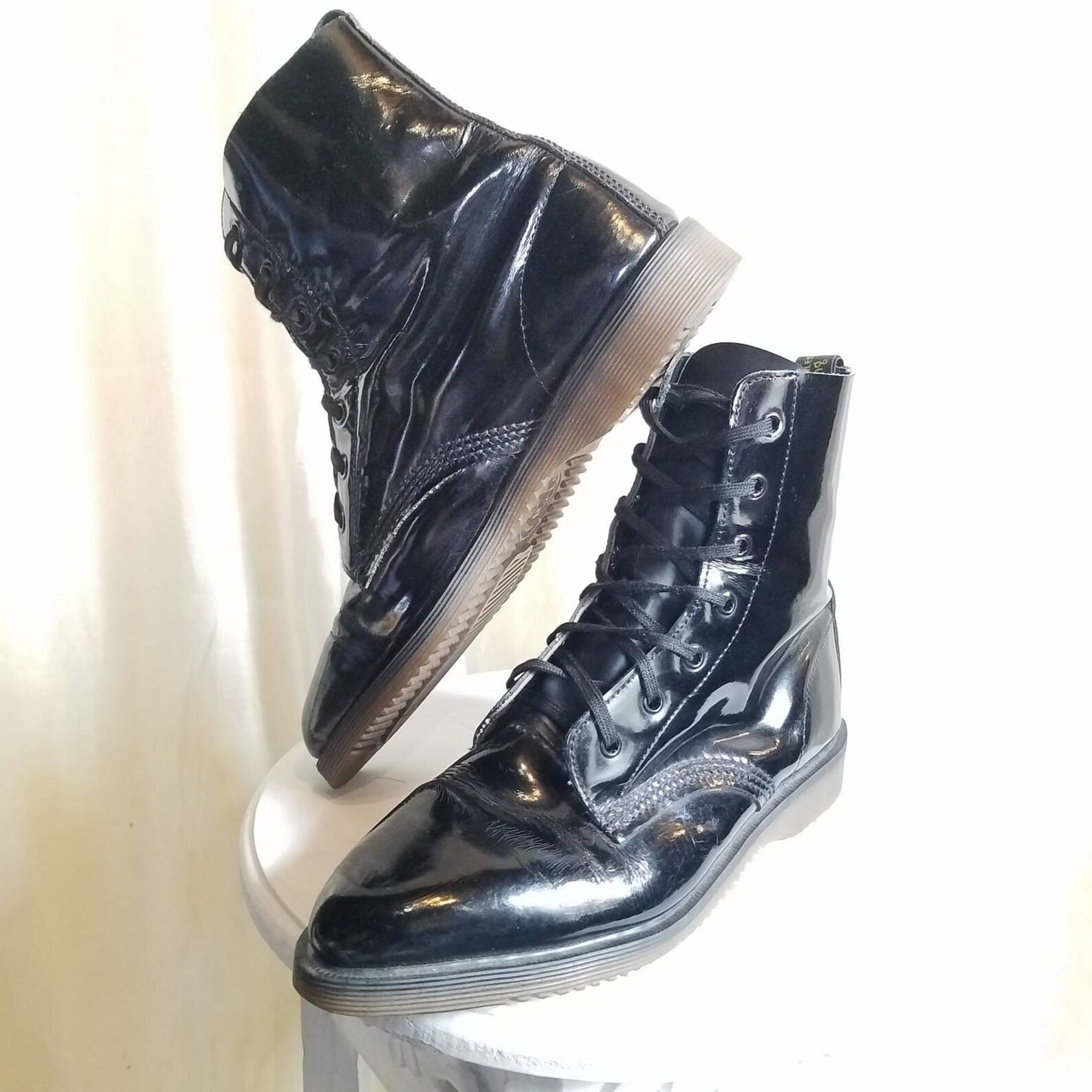 Rare Dr martens shiny black patent leather pointed lace up 90s | Etsy