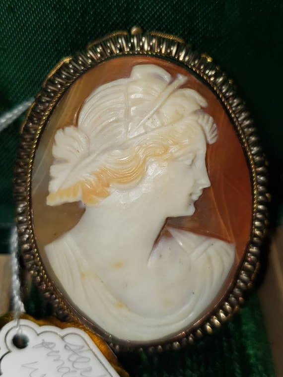 Antique Greek woman cameo pendant & brooch in ster