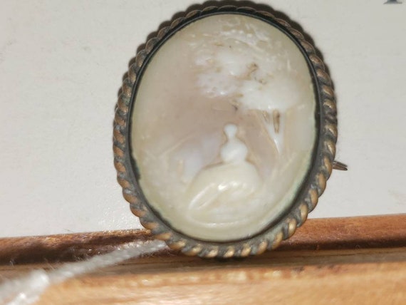 Antique cameo outdoor scene of seated woman under… - image 5