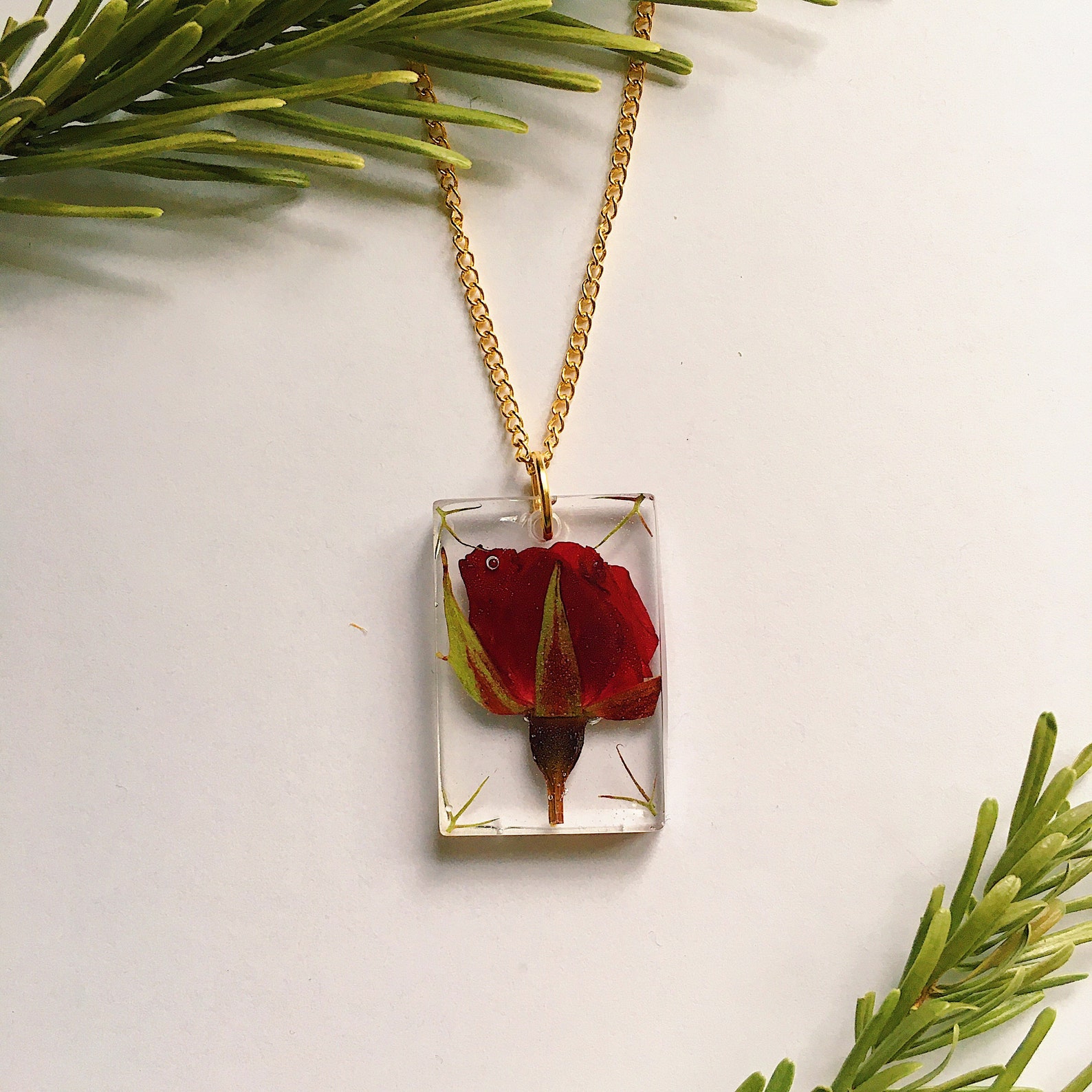 Dried Rose Resin Necklace Handmade necklace Resin Etsy