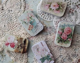 Floral Notion Tins: Vintage Sewing, Knitting, Jewelry Storage (2.5" × 3.75")
