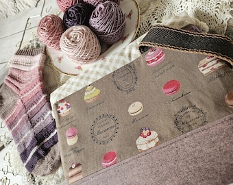Macaron kit- combo project bag and charm,drawstring bag, small project bag