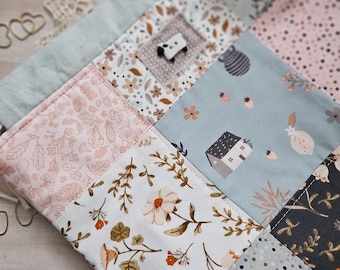PREORDER- Ewe-nique Patchwork bag- Drawstring bag, medium project bag, floral bag, spring theme bag