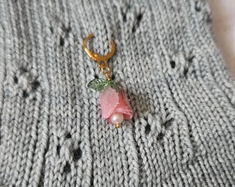 Rose bud stitch marker - progress keeper, knitting accessory