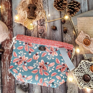 Acorn Print Project Bag: Small Drawstring Knitting Bag