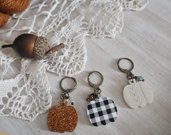 Pumpkin stitch markers - progress keepers, knitting accessories