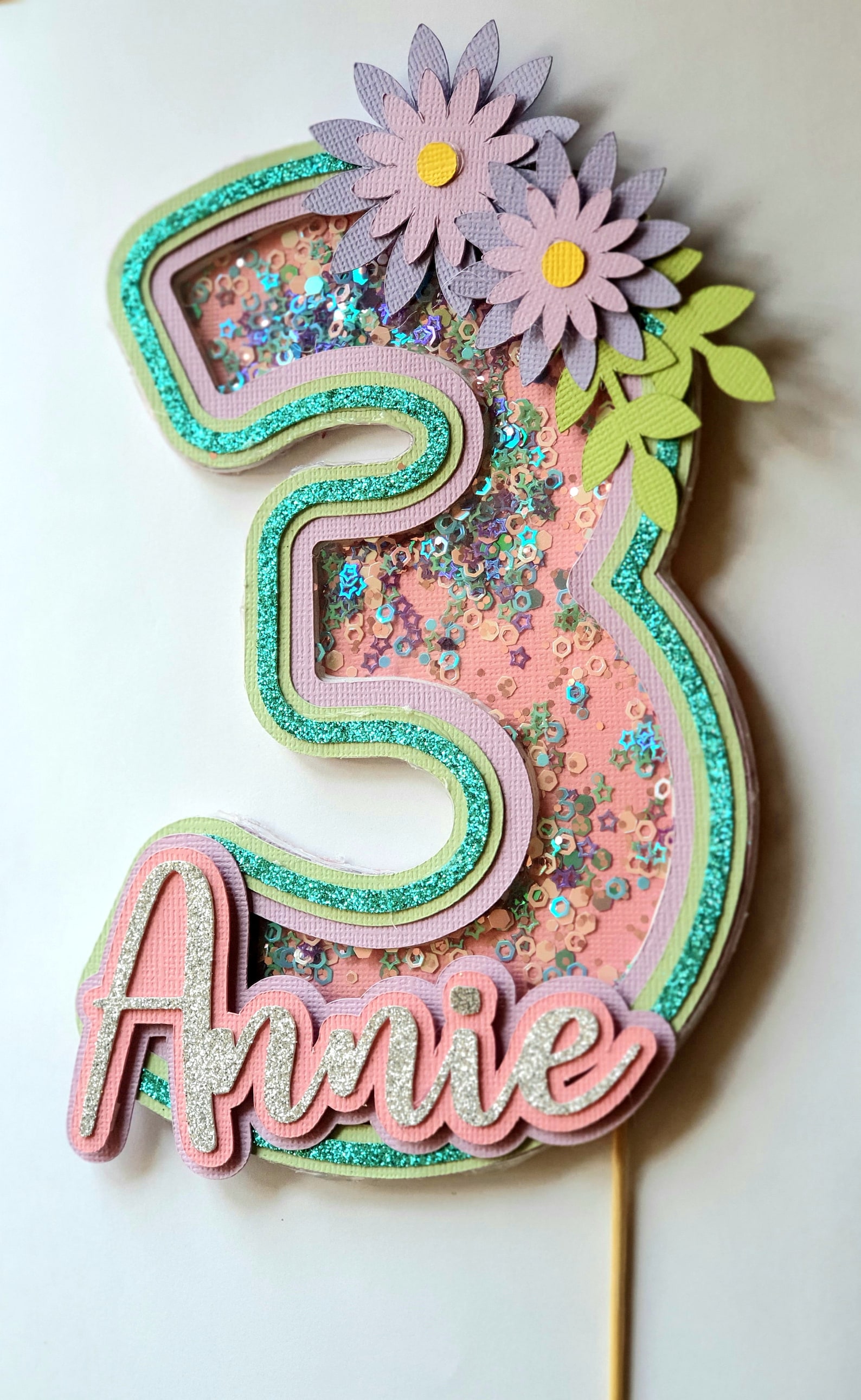 Number Shaker Cake Topper 3D Cake Topper Glitter Shaker Etsy