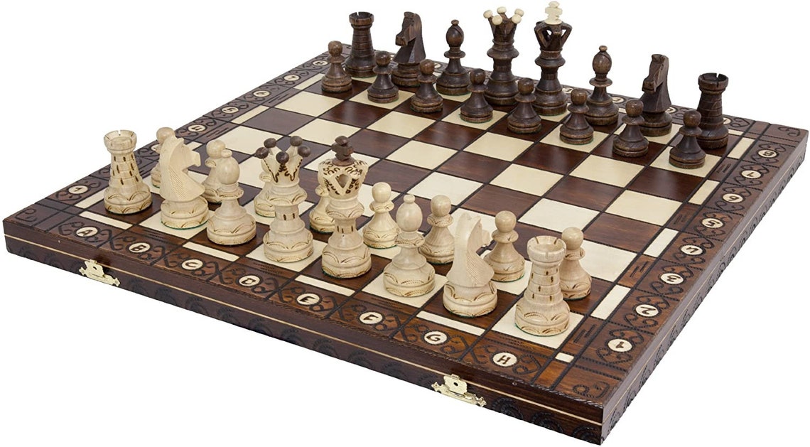 LARGE 21 Folding Handmade European Chess Set Wooden Etsy