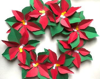 Paper Poinsettia Wreath - Etsy Paper Poinsettia Wreath - Etsy