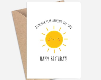 Another Year Around The Sun Birthday Card (A6/A5) - Greeting Card for Friends, Sisters, Brothers, Birthdays