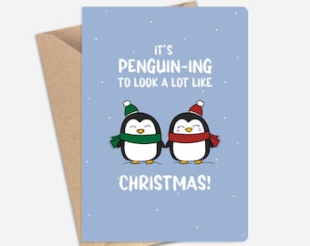 Cute Penguin Christmas Card (A6/A5) - Greeting Card for Christmas