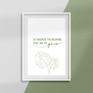 Minimalist Monstera Leaf Quote Print -Home Decor - Art - Quote, Affirmation, Plant - Ideal for Gifting