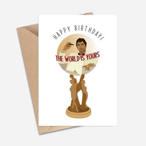 Tarjeta de cumpleaños The World is Yours Tony (A6/A5) - Tarjeta de felicitación para amigos, hermanos, novio
