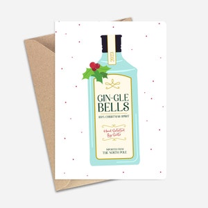 Biglietto di Natale con bottiglia Gi-gle Bells (A6/A5) – Biglietto di auguri per Natale
