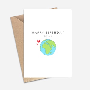 Happy Birthday to my World süße Grußkarte (A6/A5) – Grußkarte für Paare, Geburtstag, Freund, Freundin, Frau, Mann