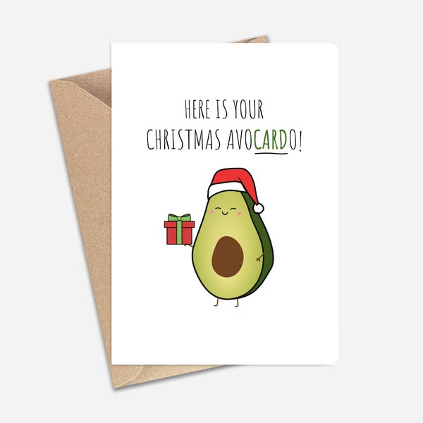 Funny Avocado Christmas Card (A6/A5) - Greeting Card for Christmas, Friends