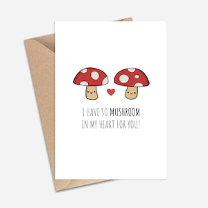 Cute Mushroom Valentine's Day Card (A6/A5) - Greeting Card for Couples, Boyfriend, Girlfriend, Husband, Wife