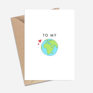 To My World süße Grußkarte (A6 / A5) - Grußkarte für Paare, Geburtstag, Jahrestag, Freund, Freundin, Frau, Ehemann