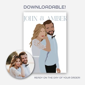 Downloadable Personalised Illustration Cartoon Wall Print Decor (PDF) - Personalised Art Gift, Couples, Weddings, Family, Friends Portrait