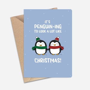 Tarjeta de Navidad Cute Penguin (A6/A5) - Tarjeta de felicitación para Navidad