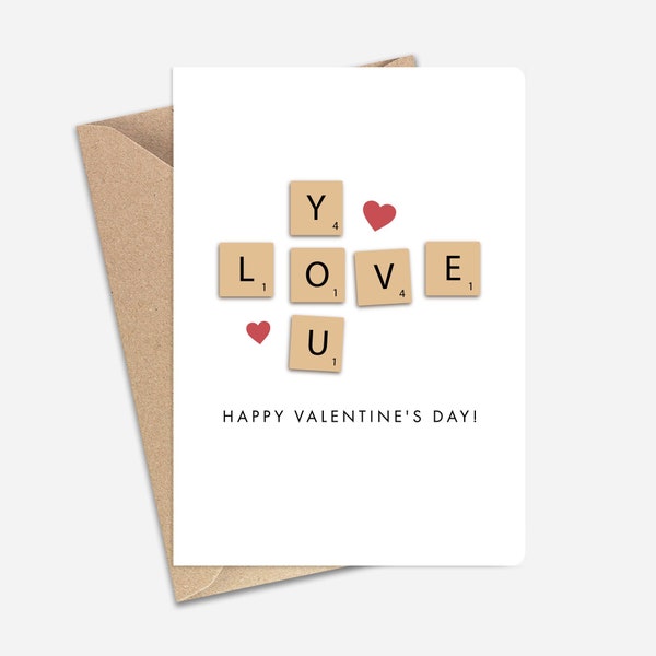 Scrabble Valentine's Day Card (A6/A5) - Greeting Card for Couples, Boyfriend, Girlfriend, Husband, Wife