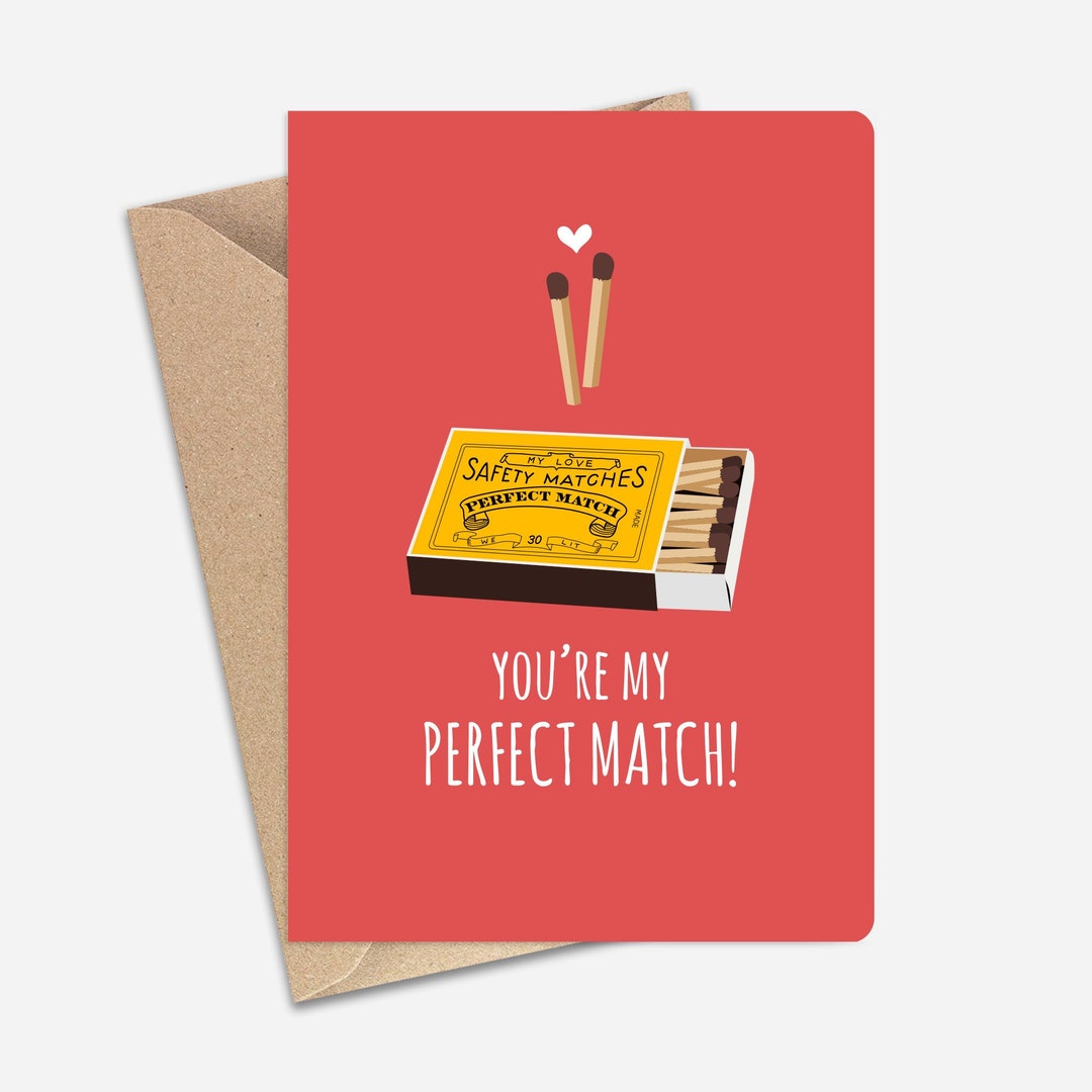 Perfect Match Cute Greeting Card (A6/A5) - Greeting Card for Couples ...