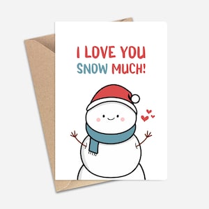 Biglietto di auguri di Natale con pupazzo di neve carino A6 - Biglietti di auguri per famiglia, amici, fidanzato, fidanzata