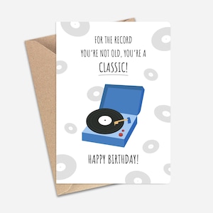 Carte d'anniversaire disque vinyle (A6/A5) - carte de voeux pour amis, papas, oncles, grand-père