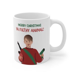 Mug de Noël joyeux Noël Ya Filthy Animal Kevin Seul à la maison (11 oz)
