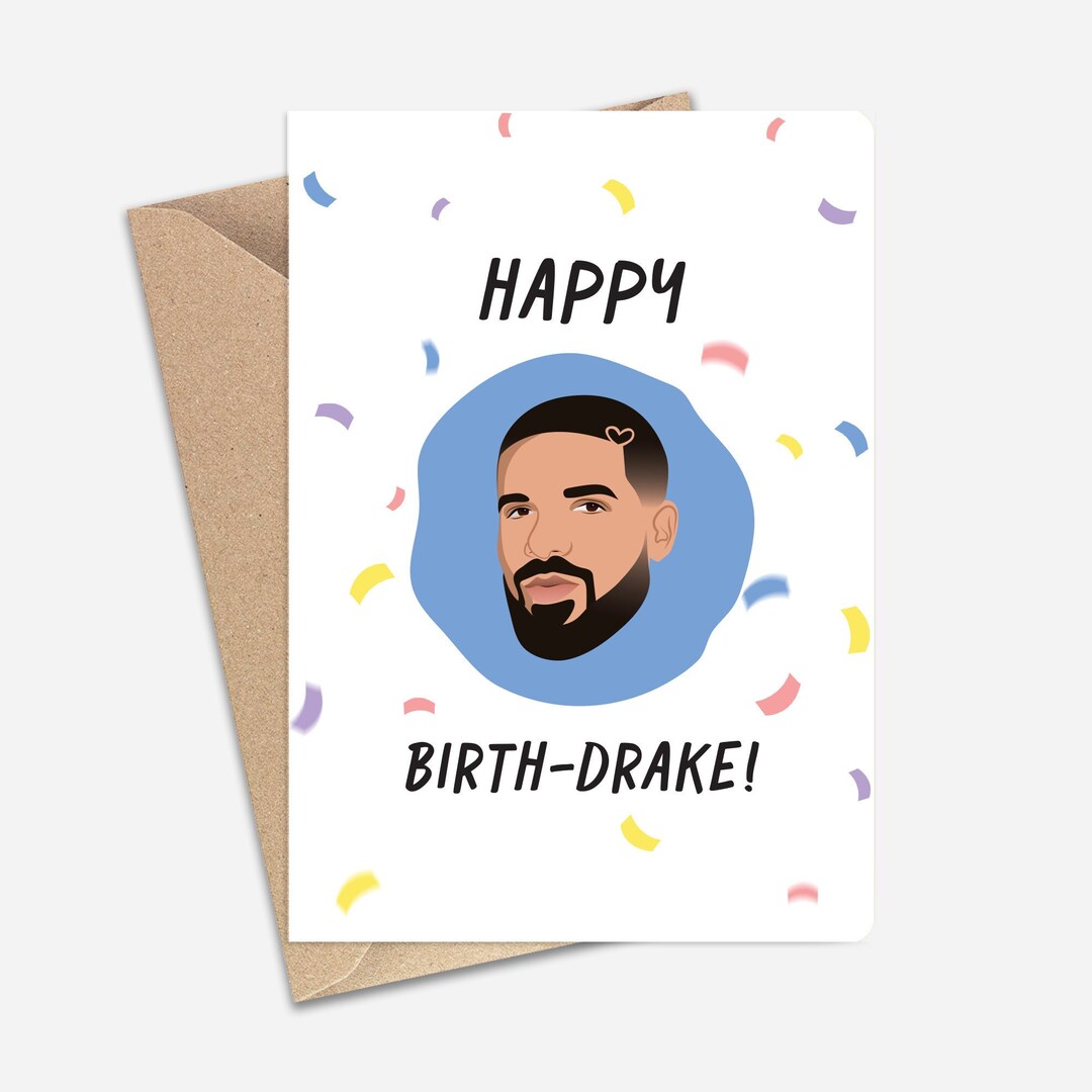 Happy Birthdrake Birthday Card A6/A5 Greeting Card for Etsy