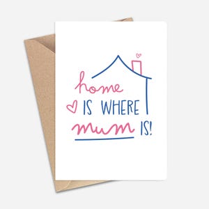 Tarjeta del Día de la Madre "El hogar está donde está mamá" (A6/A5) - Tarjeta de felicitación para mamá, tía y abuela