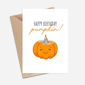 Tarjeta de feliz cumpleaños con forma de calabaza (A6/A5): tarjeta de felicitación para cumpleaños, amigos, parejas, novios, novias y hermanos en Halloween
