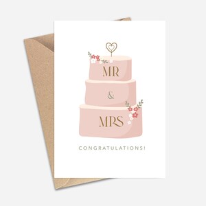 Mr and Mrs Wedding Card (A6/A5) - Greeting Card for Couples, Weddings