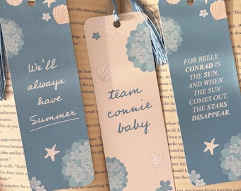 The Summer I Turned Pretty Themed Laminated Gloss Bookmark with Tassel - 3 Pack Option, Individual Option - 50mm x 150mm
