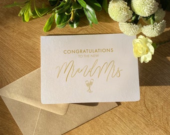 Minimalist Mr and Mrs Wedding Card (A6/A5) - Greeting Card for Weddings, Couples