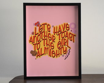 Girl Almighty Lyric Print | 1D Fan Art, Pink Background